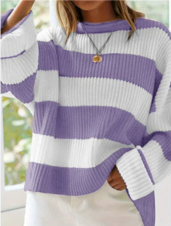 Striped sweater in purple
