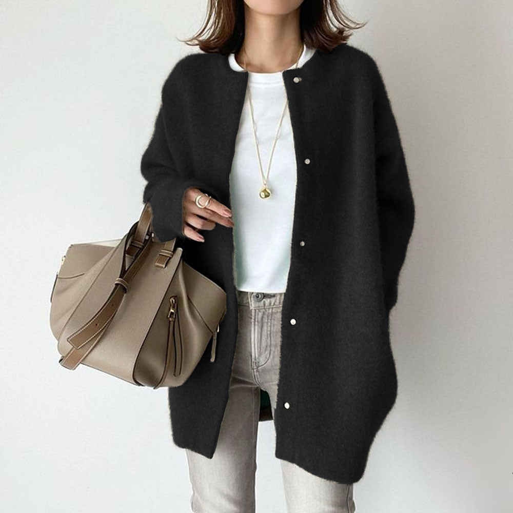 Black oversized knit cardigan