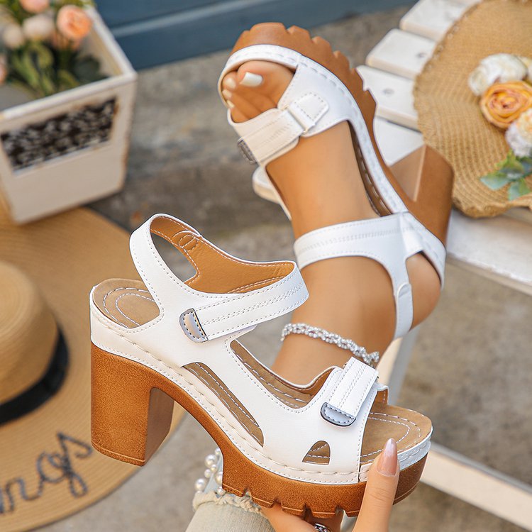 White platform heel sandals