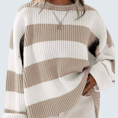 Striped sweater in khaki