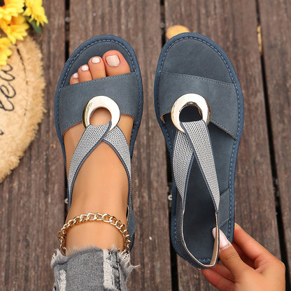 Breezy Wedge Sandals in Blue