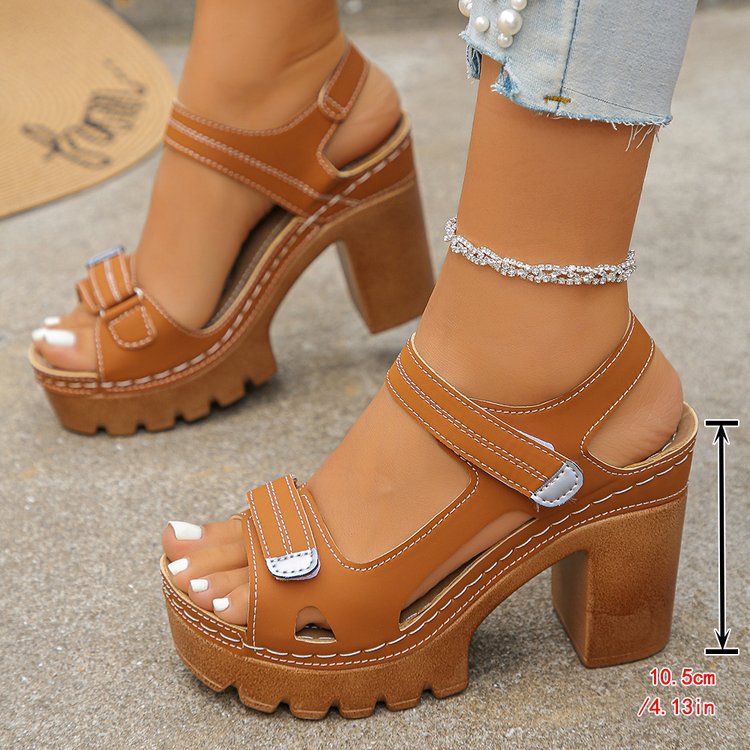 Orange platform heel sandals