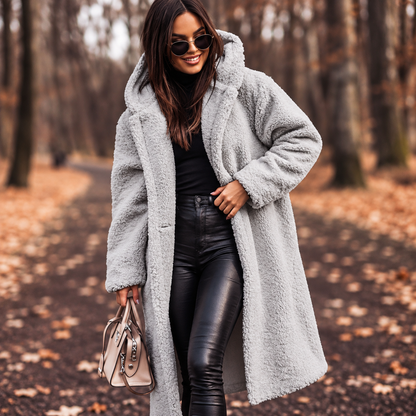Plush Teddy Long Coat for Women