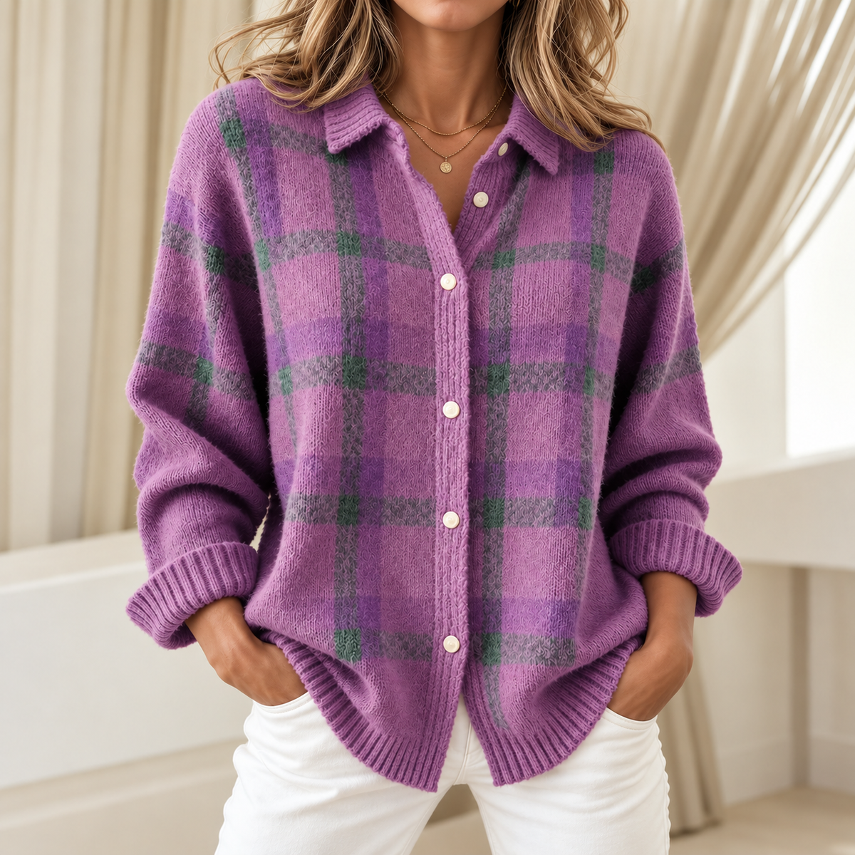 Relaxed Plaid Button-Down Shirt