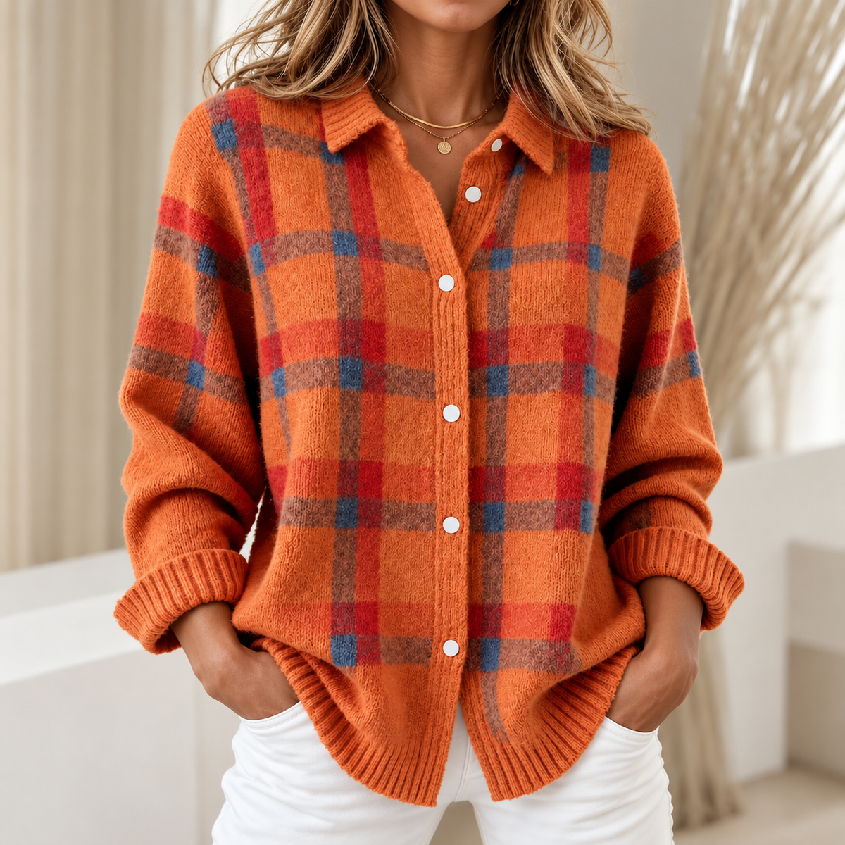 Relaxed Plaid Button-Down Shirt