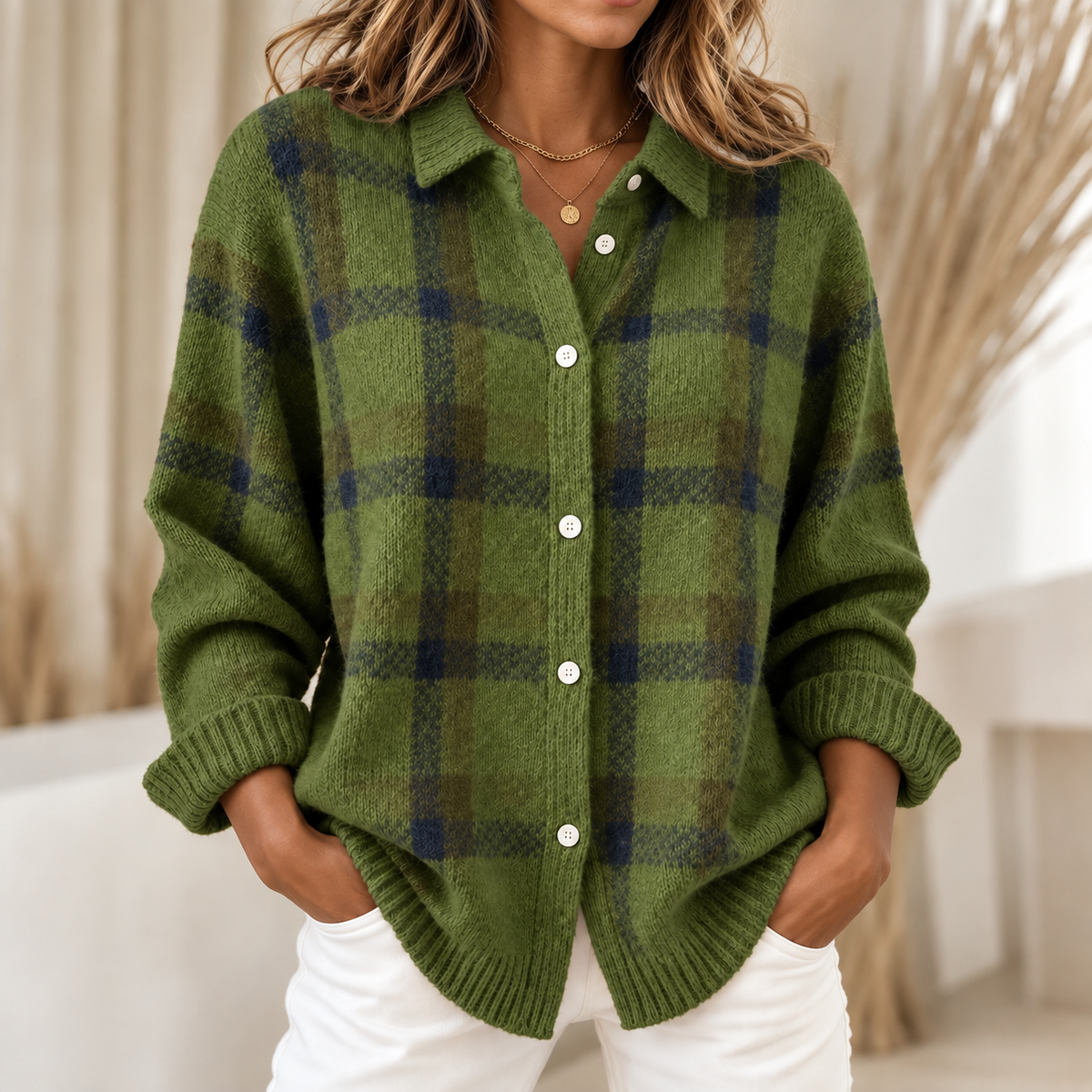 Relaxed Plaid Button-Down Shirt