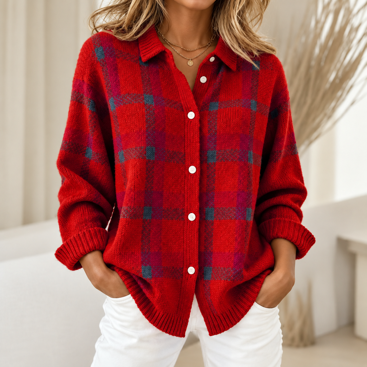 Relaxed Plaid Button-Down Shirt