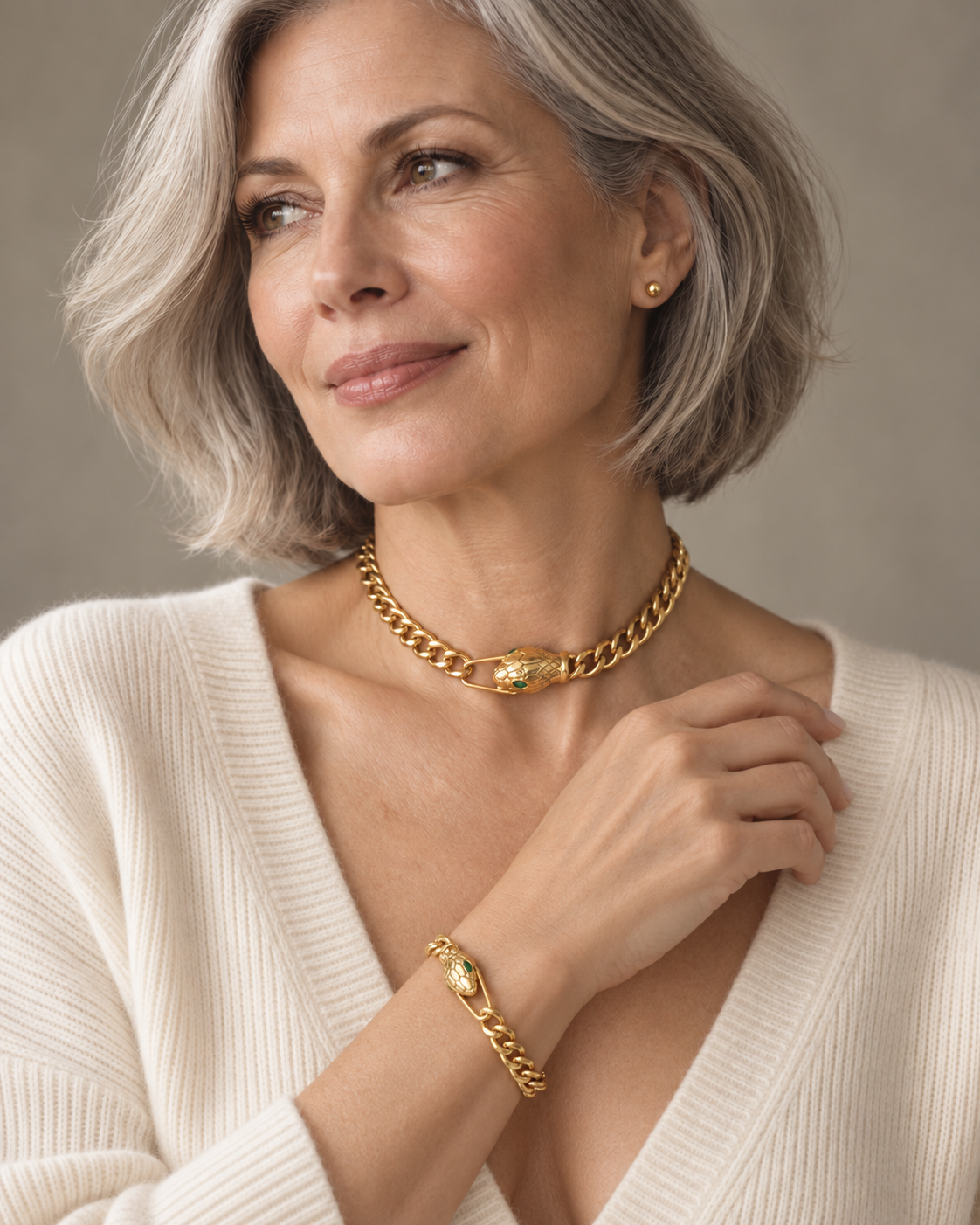 Zircon Snake Choker and Bracelet