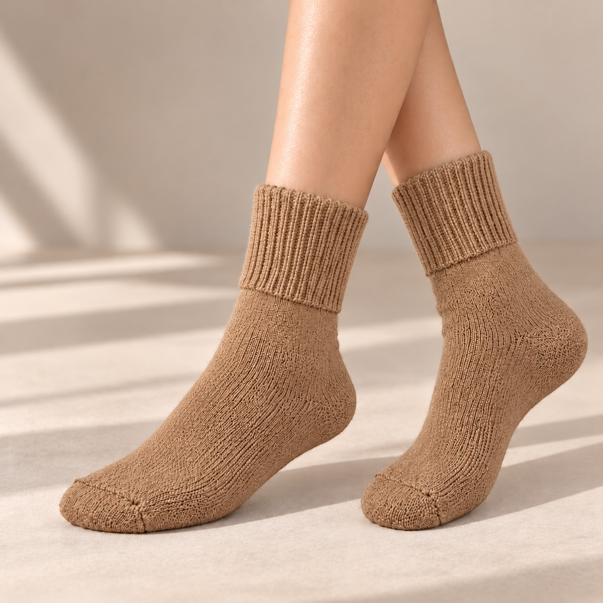 Camel knit socks
