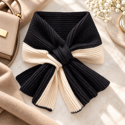 Cozy Color-Block Knit Scarf for Women