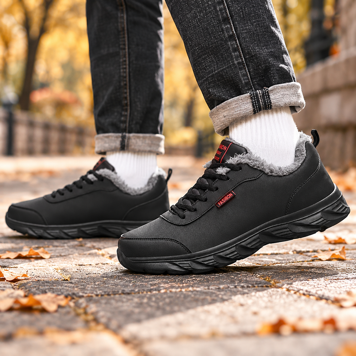 Fleece-Lined Waterproof Sneakers for Men