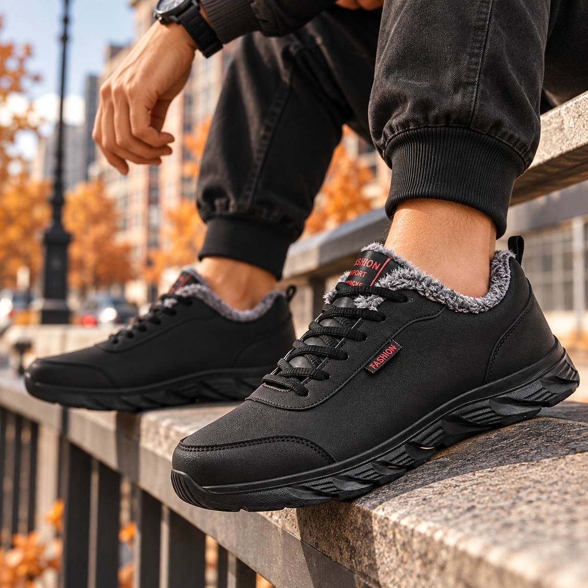 Fleece-Lined Waterproof Sneakers for Men