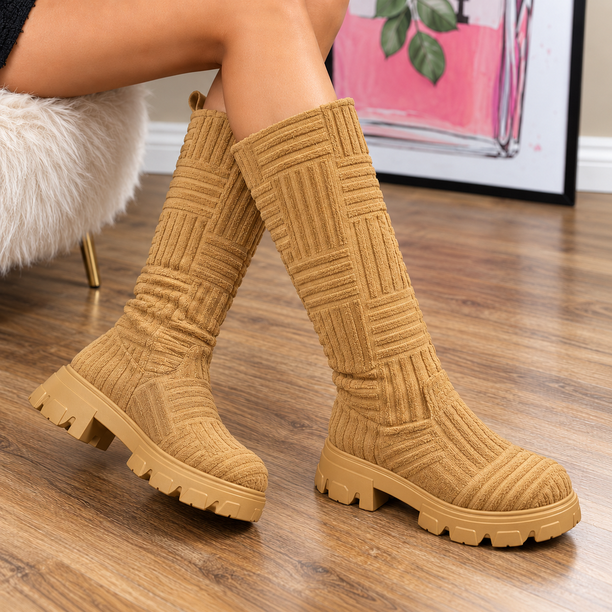 Cozy Platform Mid-Calf Boots for Women