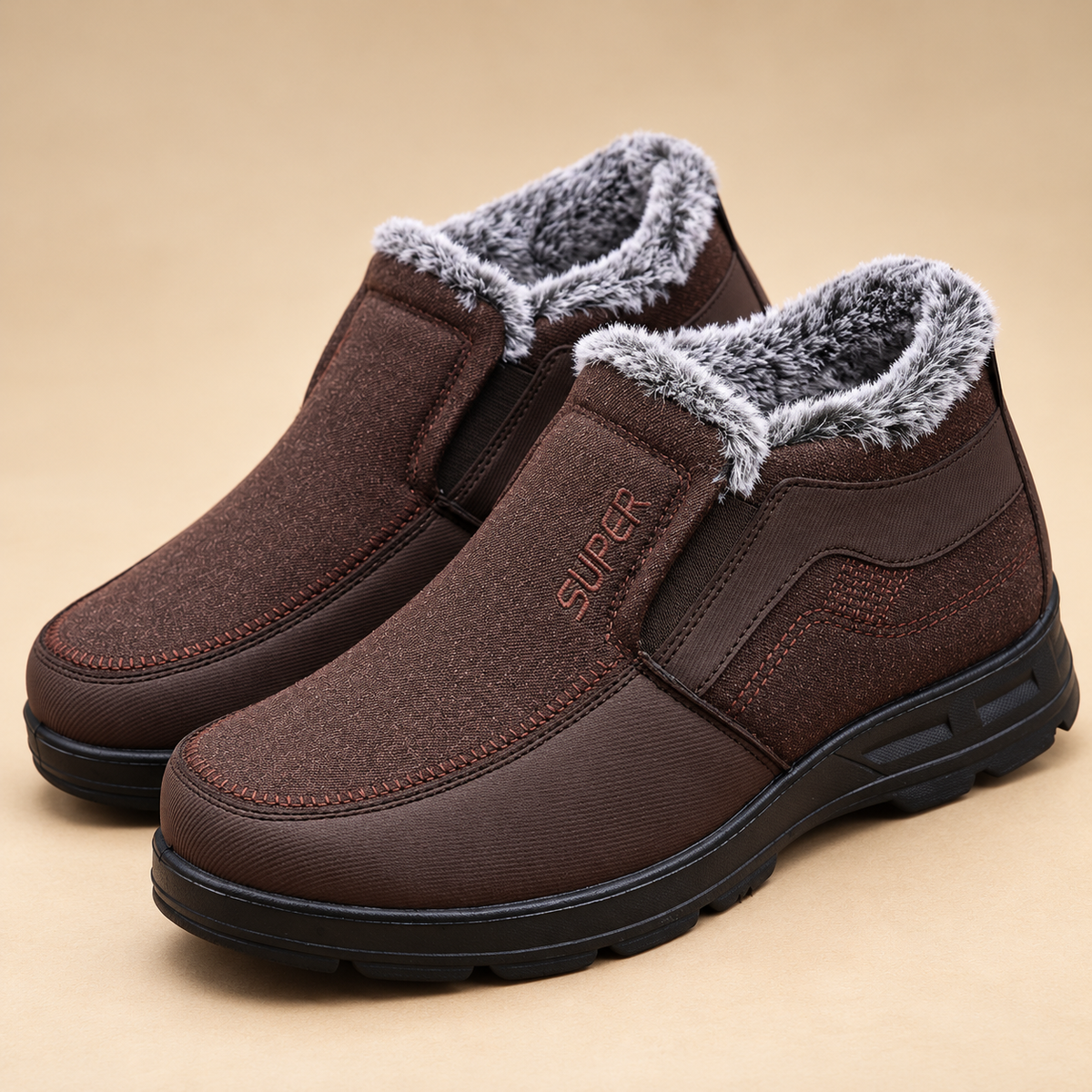 Fleece-Lined Warm Slip-On Winter Shoes for Men