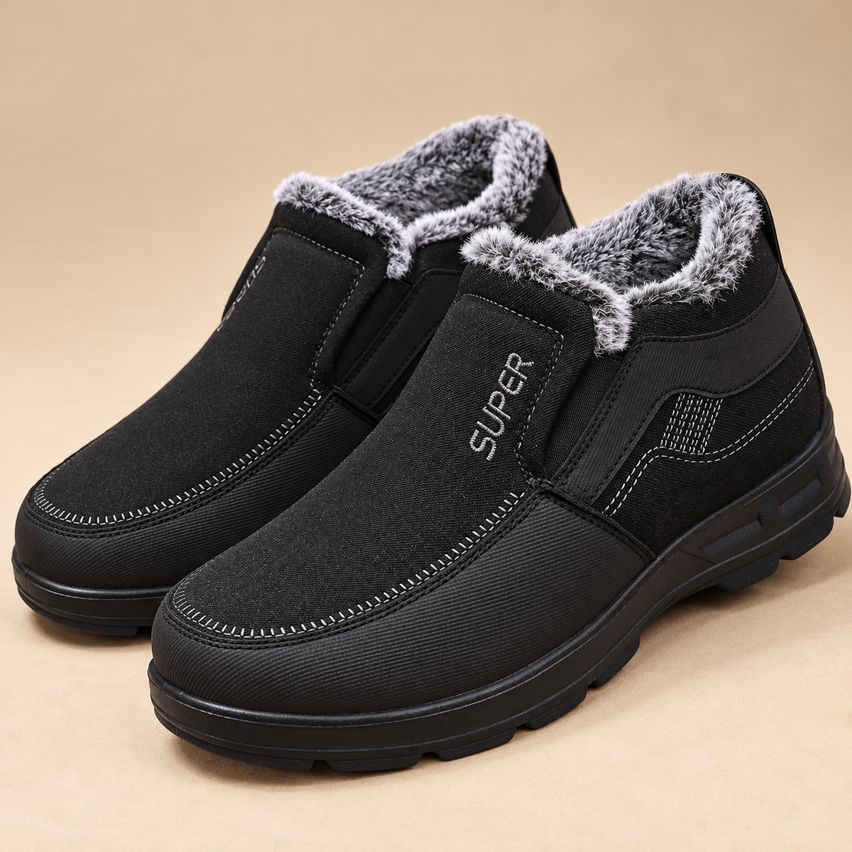 Fleece-Lined Warm Slip-On Winter Shoes for Men