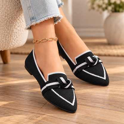 Breathable Pointed-Toe Bow Flats for Women