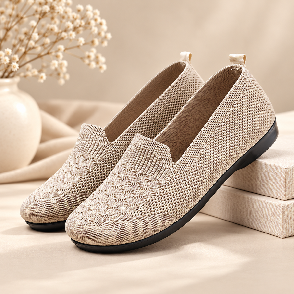 Soft-Sole Breathable Knit Flats for Women