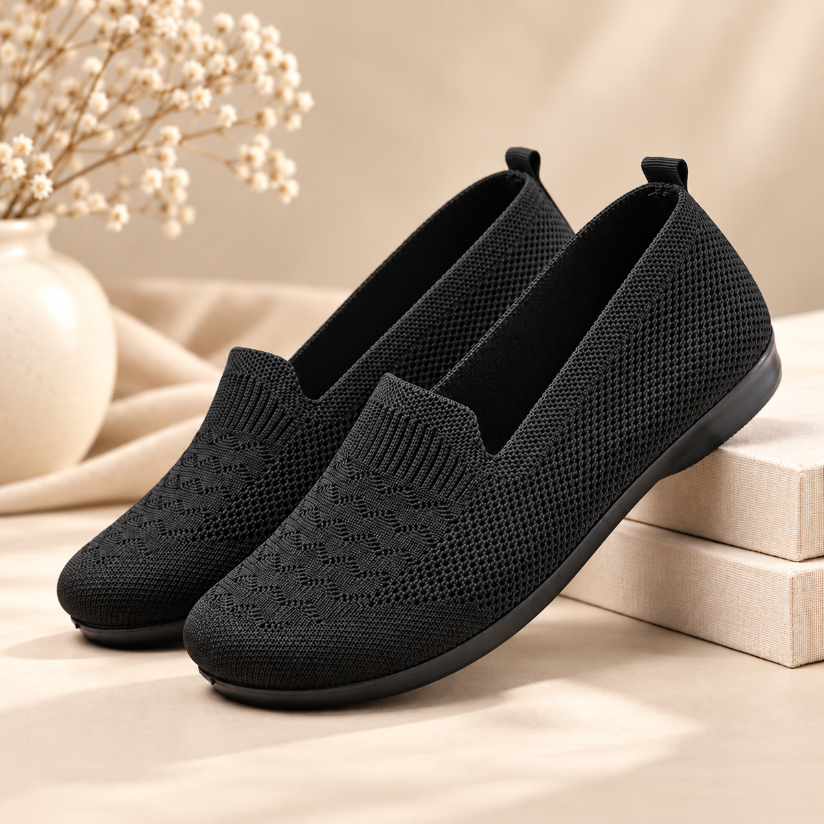 Soft-Sole Breathable Knit Flats for Women