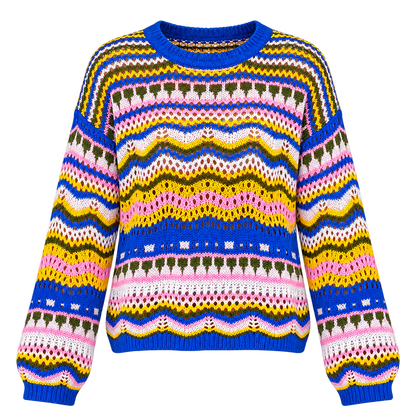 Light Rainbow Stripe Knit Sweater for Women