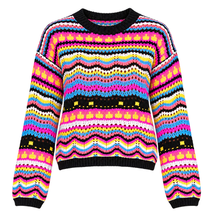 Light Rainbow Stripe Knit Sweater for Women