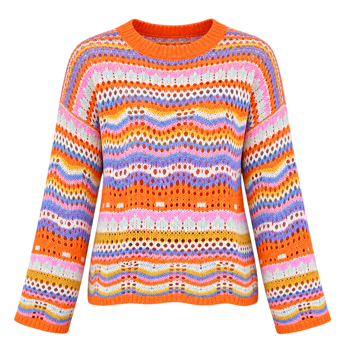 Light Rainbow Stripe Knit Sweater for Women