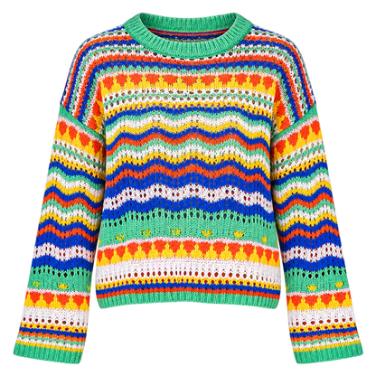 Light Rainbow Stripe Knit Sweater for Women
