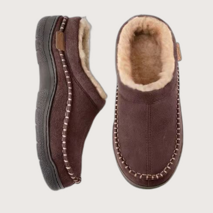 Fleece-lined Suede Slippers for Men