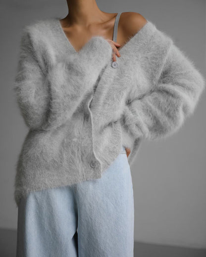 Knit cardigan in light gray
