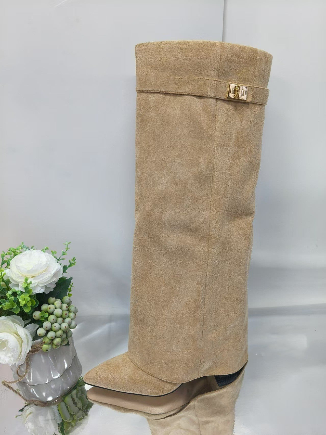 Apricot mid-calf boots
