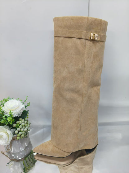 Apricot mid-calf boots