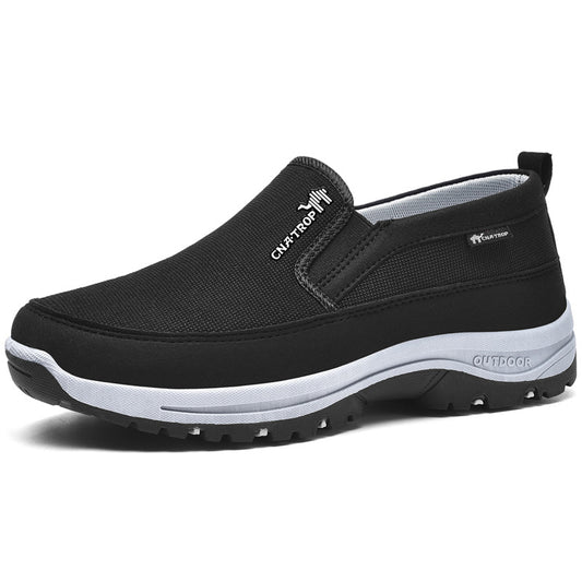 Cushioned Mesh Walking Shoes in Black