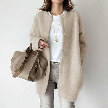Oversized button-front knit cardigan