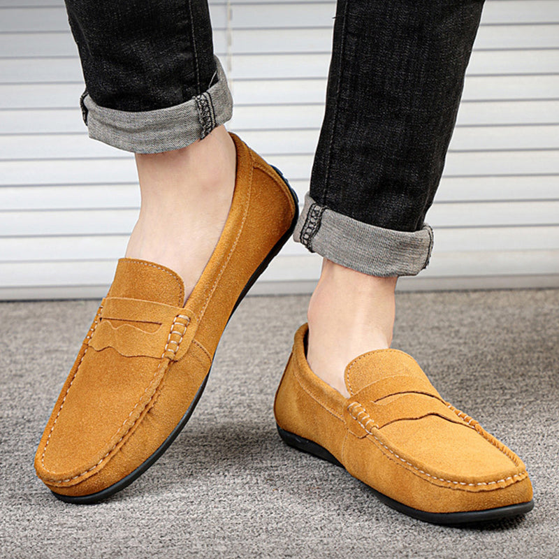 Loafers worn with casual trousers