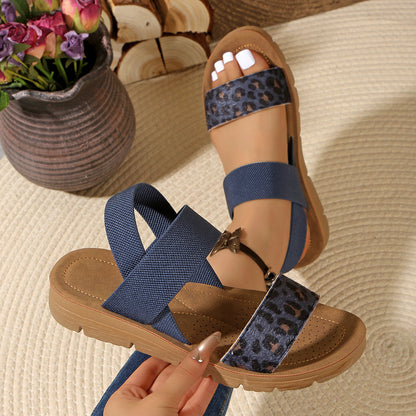 Leopard print slip-on mules in blue