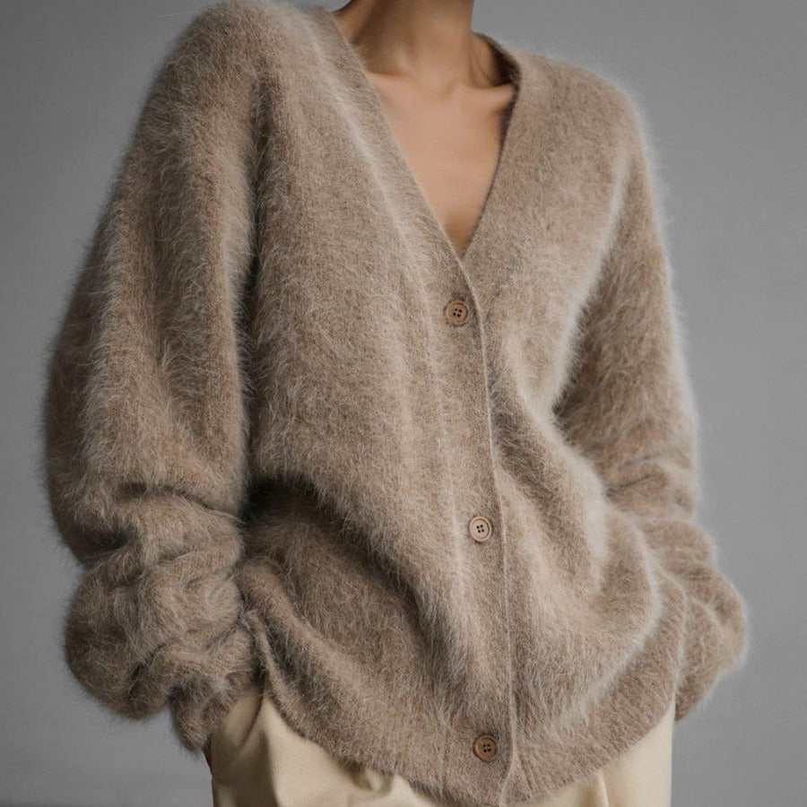 Knit cardigan in khaki