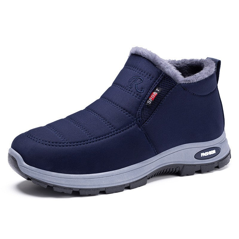 Fleece-Lined Slip-On Winter Snow Boots for Women - Navy