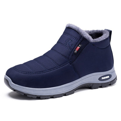 Fleece-Lined Slip-On Winter Snow Boots for Women - Navy