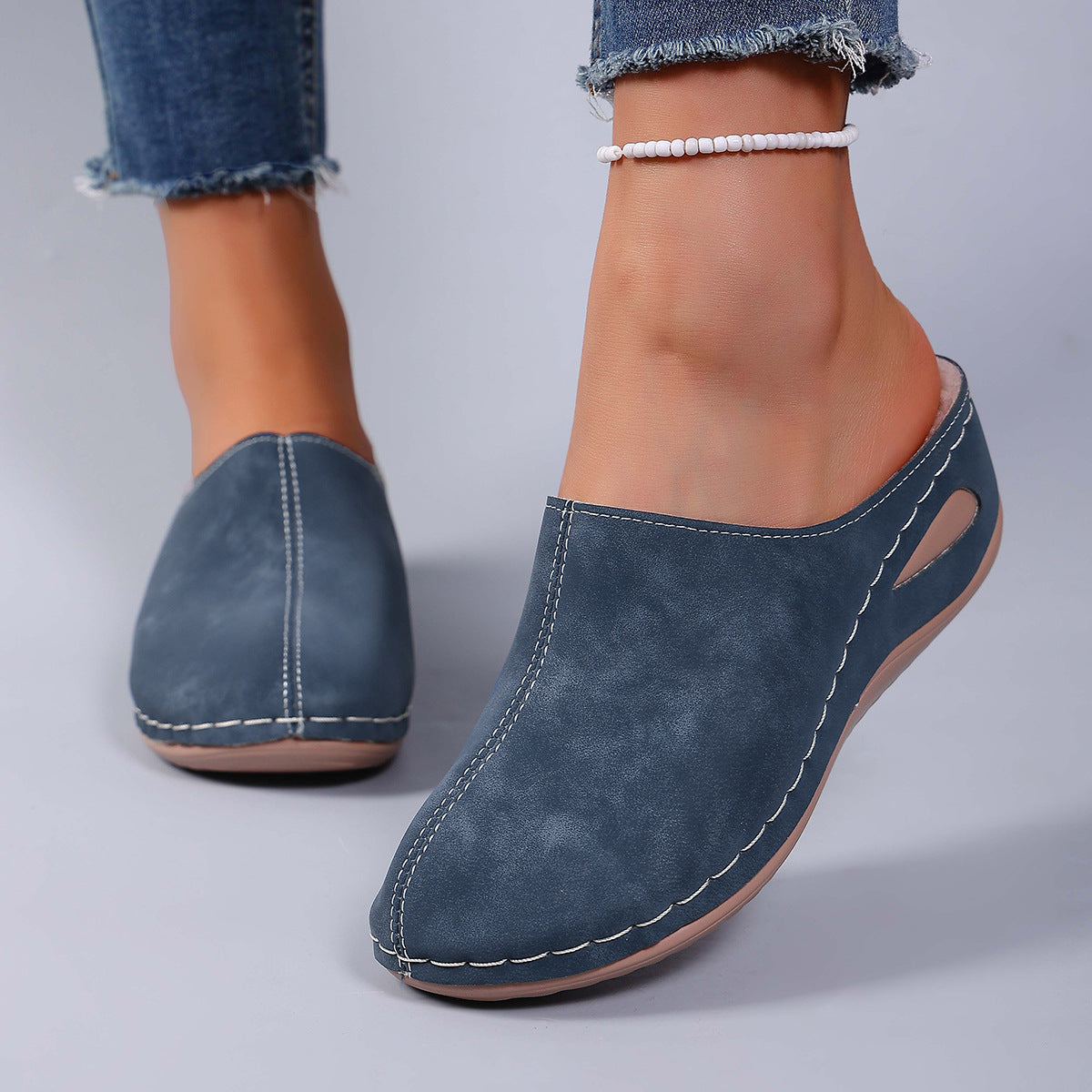 Cozy Fleece-Lined Wedge Slippers for Women