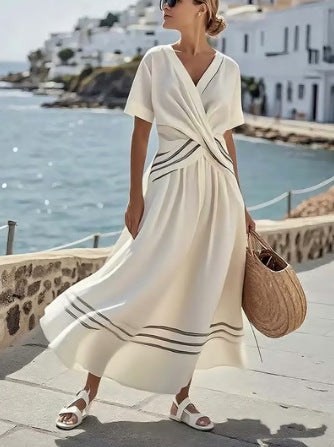 Milky white boho beach maxi dress