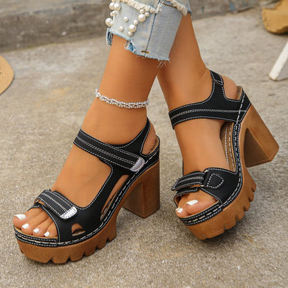 Black platform heel sandals