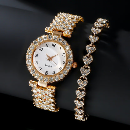 Rose gold watch and matching bracelet set