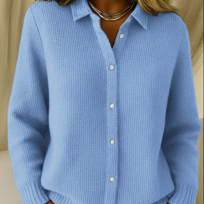 Women Button Knitted Lapel Sweater