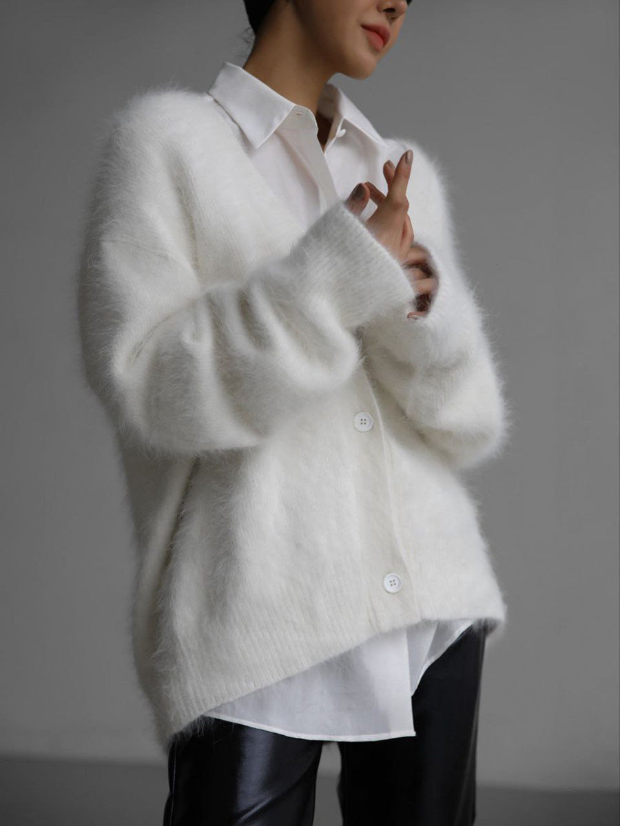 Knit cardigan in white