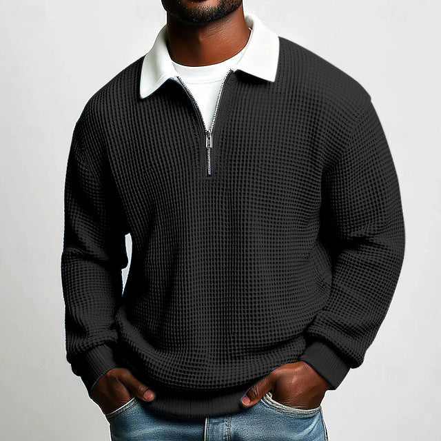 Waffle Quarter-Zip Sweater