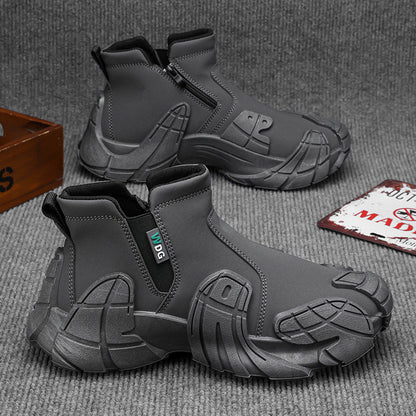 High-top sneakers styled with everyday casual wear